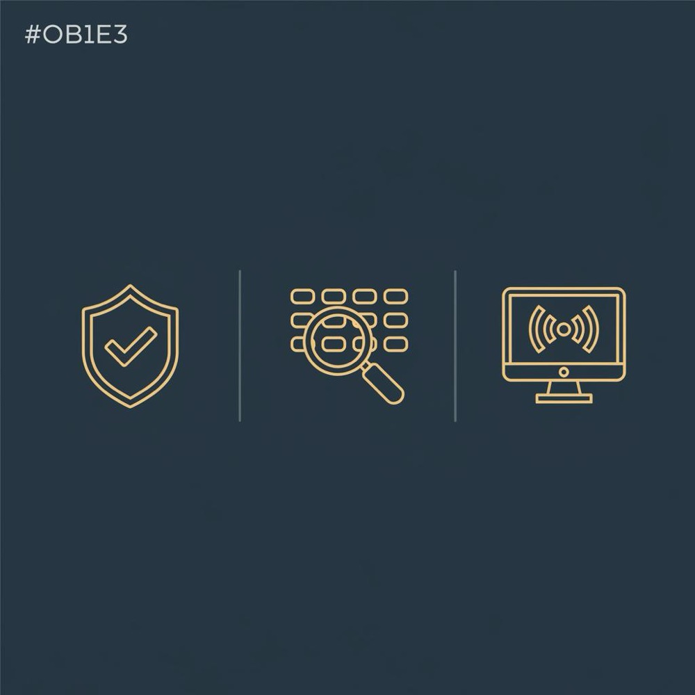 Minimal 2D vector infographic in Orvus Ltd colours showing three icons for verify in GSC, pick ten keywords cluster, and run live checks - free website ranking checker