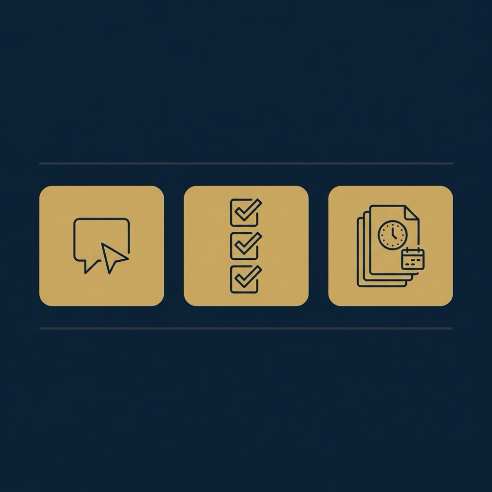 Minimal 2D vector infographic showing icons for prompts verification checklist and audit logs in Orvus Ltd colors background 0B1E33 accents C8A45D and 2E3237 best ai for writing