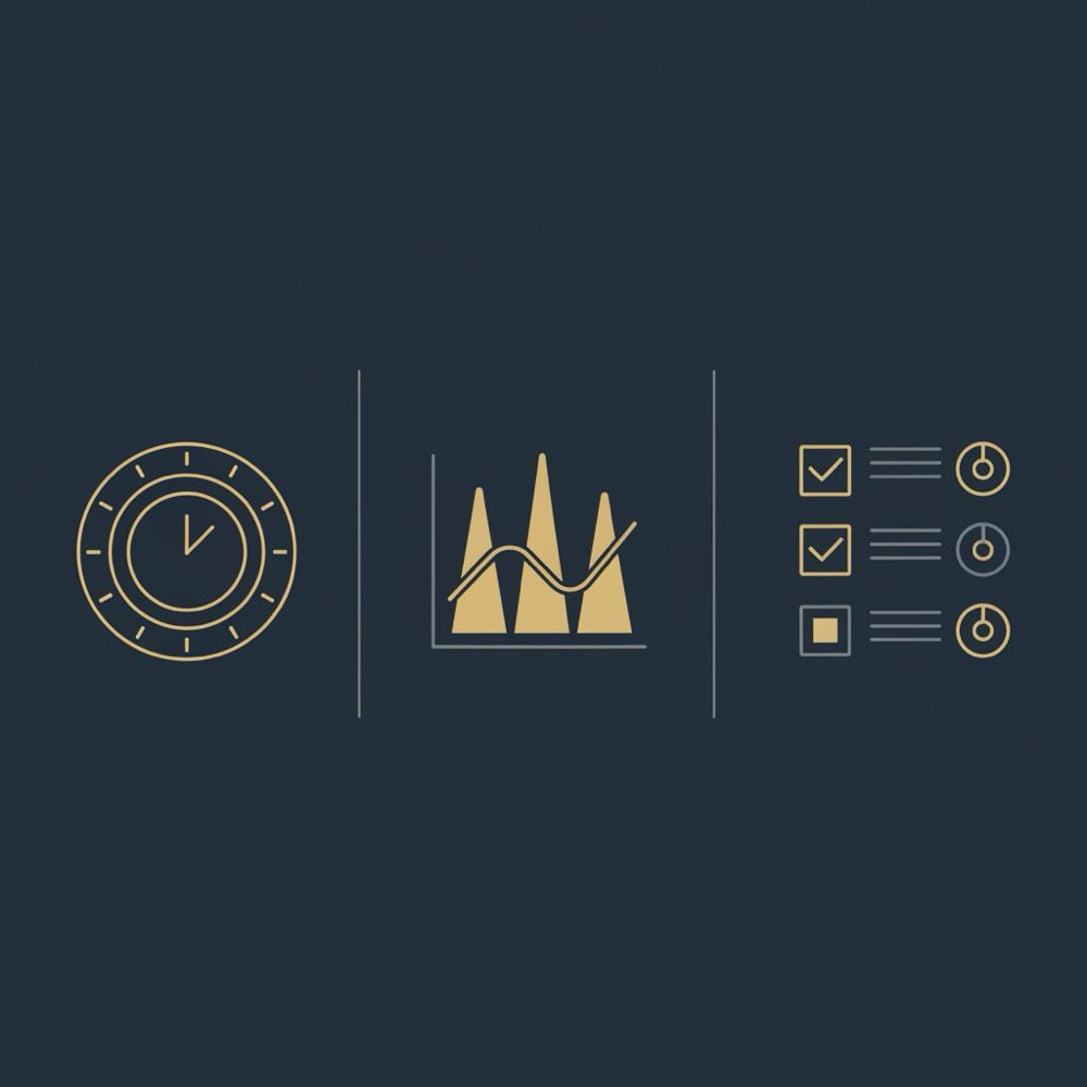 Minimal 2D vector infographic in Orvus colors with three panels: calendar-style year-in-search icon, Google Trends spike chart, and reproducible checklist - most googled person worldwide