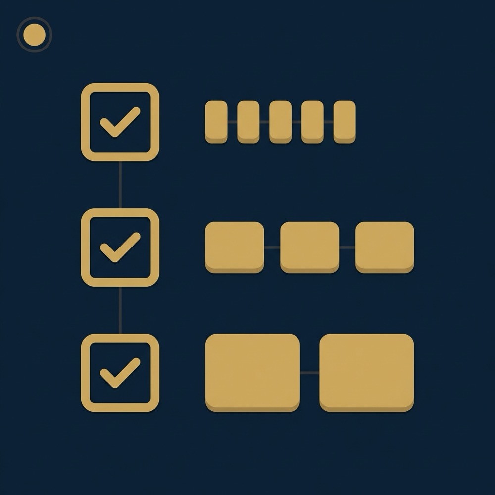 Minimal vector infographic showing a vertical checklist and export count visuals in Orvus Ltd colors for article about ahrefs alternatives