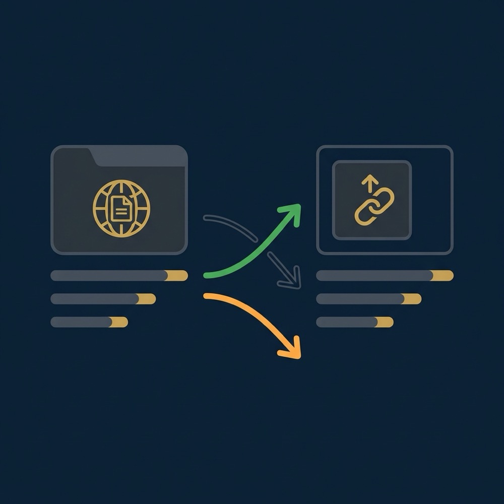 Minimal vector infographic comparing HTML title and Open Graph title icons with arrows indicating matches and mismatches metatags on dark brand background