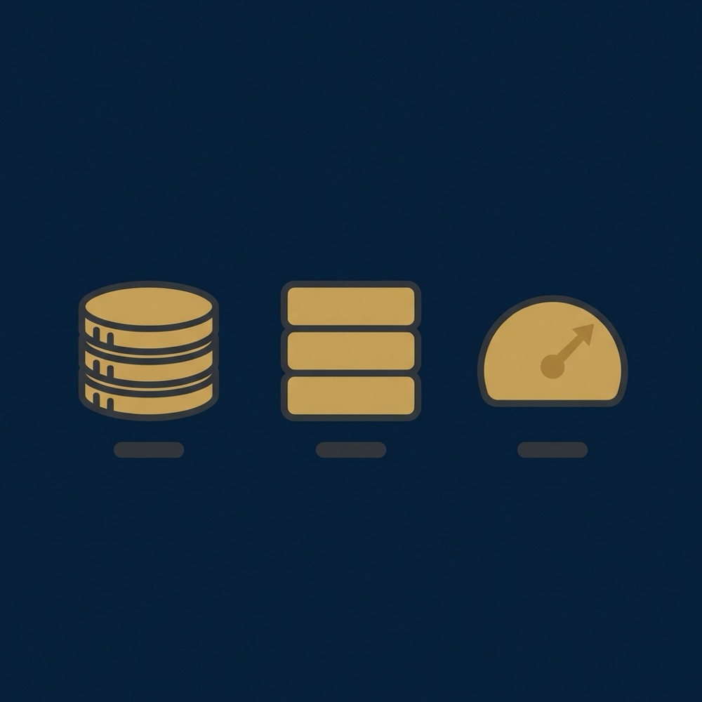Minimal 2D vector infographic of three pricing models using simple icons and non textual label bars on deep blue Orvus brand background seo company near me