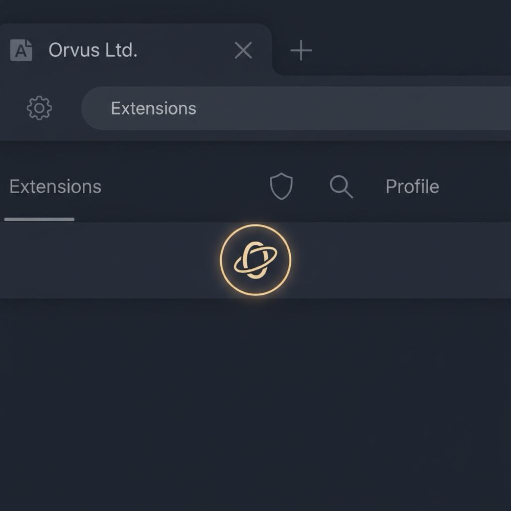 Close-up of a browser toolbar with a single highlighted extension icon in gold accents on a dark navy background, minimalist modern UI - SEOquake free highlighted