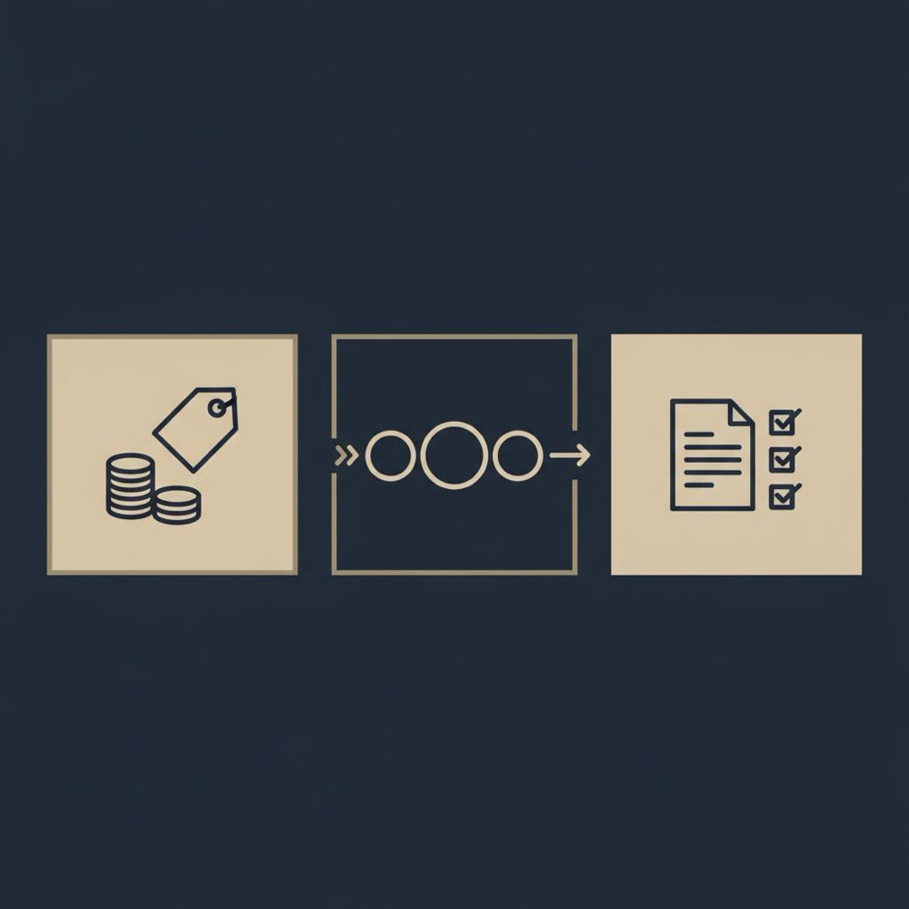Minimal 2D vector infographic of icons for pricing models pilot steps and contract checklist in Orvus colors on dark blue background freelance seo expert