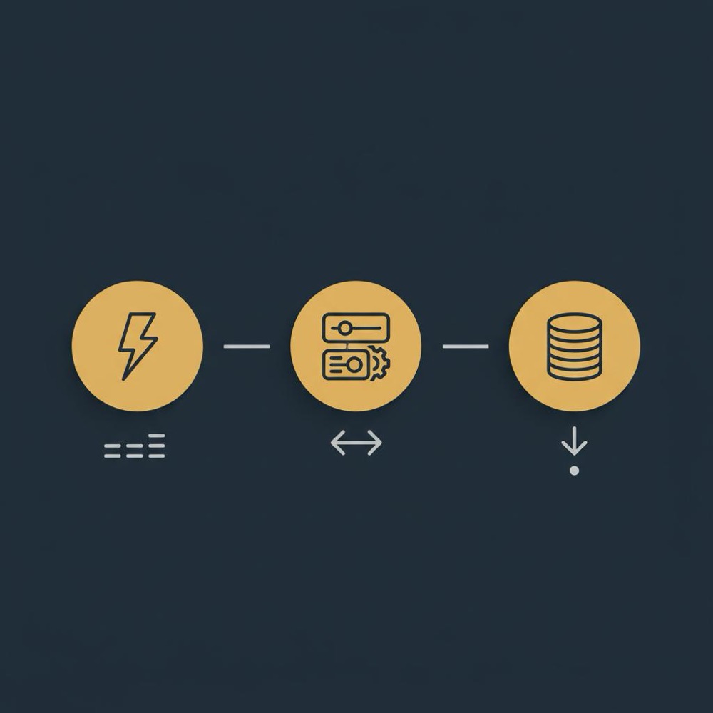 Minimal 2D vector infographic of trade-offs with lightning (speed), sliders/gear (control) and stacked coins (cost) on #0B1E33 background - is shopify still worth it in 2025